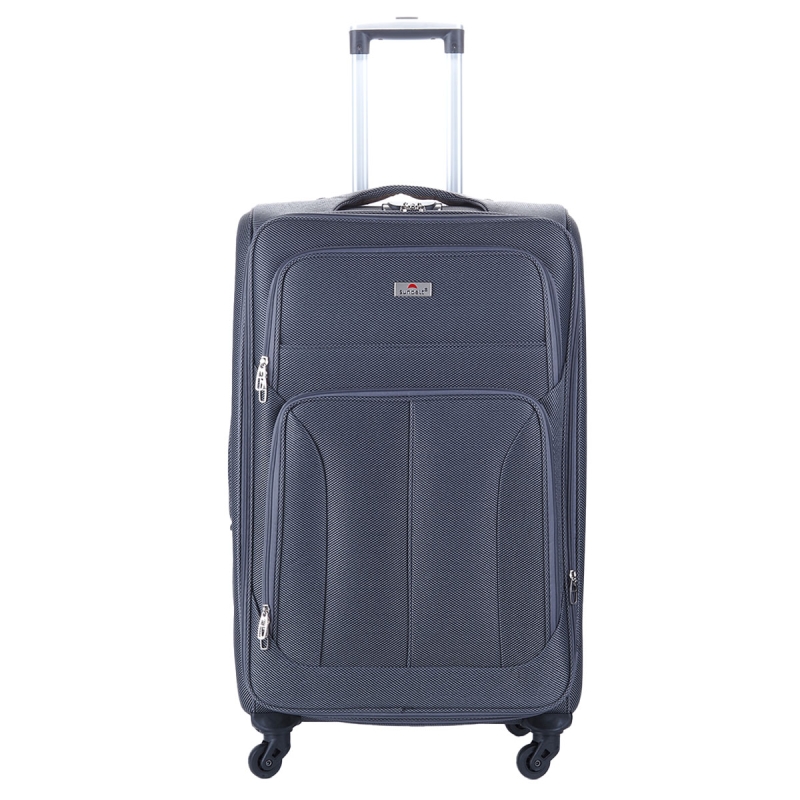 Duża walizka podróżna na 4 kółkach materiałowa poszerzana 120l 655