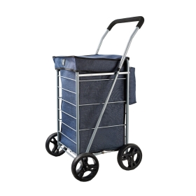 Duży wózek na zakupy do pchania na 4 kółkach z koszem, składany 42035