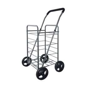 Duży wózek na zakupy do pchania na 4 kółkach z koszem, składany 42035