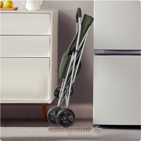 Duży wózek na zakupy do pchania na 4 kółkach z koszem, składany 42035