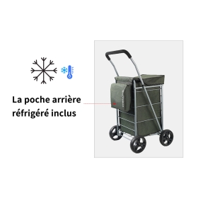 Duży wózek na zakupy do pchania na 4 kółkach z koszem, składany 42035