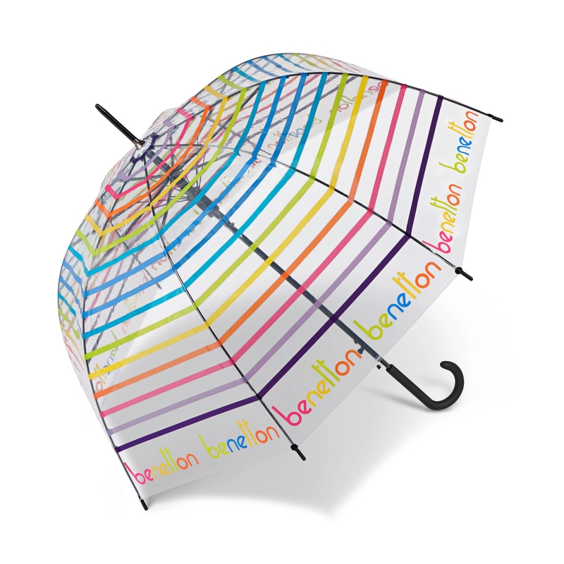 Parasol damski długi, przeźroczysty, kolorowy Benetton 59038