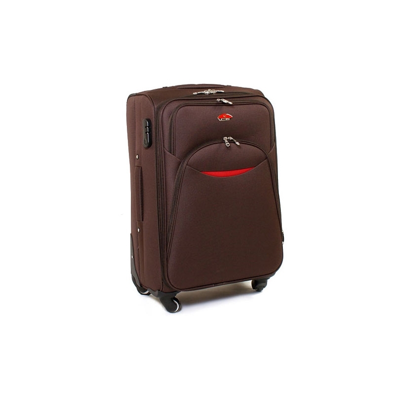 013 Mała walizka na czterech kółkach kabinowa brązowa