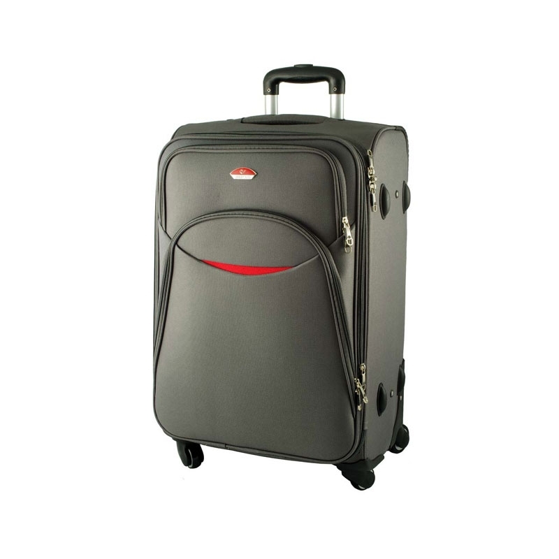 013 Mała walizka na czterech kółkach kabinowa szara