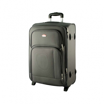 91074 Średnia walizka podróżna na kółkach materiałowa szara