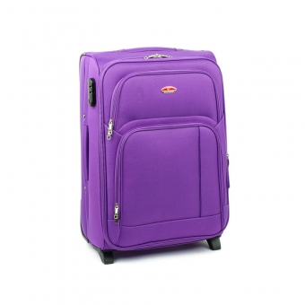 91074 Średnia walizka podróżna na kółkach materiałowa fioletowa