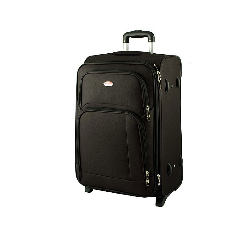 91074 Duża walizka podróżna na kółkach materiałowa czarna