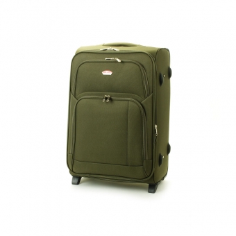 91074 Duża walizka podróżna na kółkach materiałowa zielona