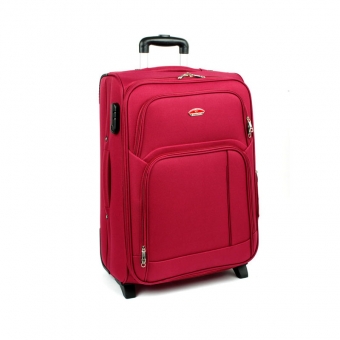 91074 Duża walizka podróżna na kółkach materiałowa różowa