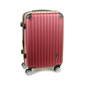 622SU Duża walizka podróżna ABS na czterech kółkach bordowa