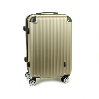 622SU Duża walizka podróżna ABS na czterech kółkach beżowa