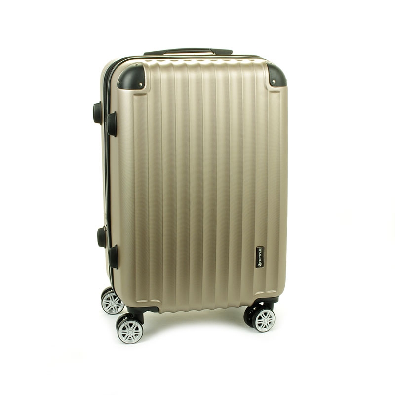 622SU Duża walizka podróżna ABS na czterech kółkach beżowa