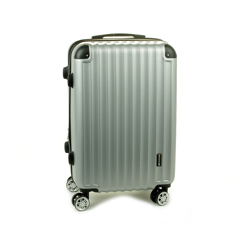 622SU Duża walizka podróżna ABS na czterech kółkach srebrna