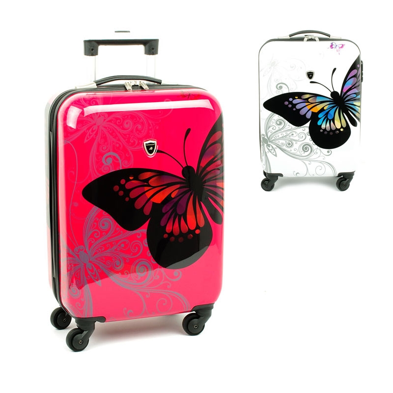 Małe walizki podróżna na kółkach dla dzieci motyle Madisson 16820A