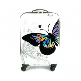 Mała walizka podróżna na kółkach dla dzieci motyle Madisson 16820A biała