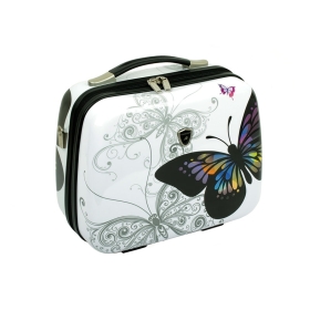 Kuferek na kosmetyki, kosmetyczka podróżna z motylem - Madisson 16820V biały