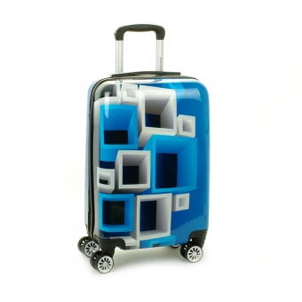 Mała kolorowa walizka na 4 kółkach dla dzieci młodzieżowa 96820A niebieska
