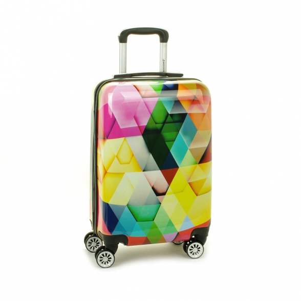 Mała kolorowa walizka na 4 kółkach dla dzieci młodzieżowa 96820Q kolorowa