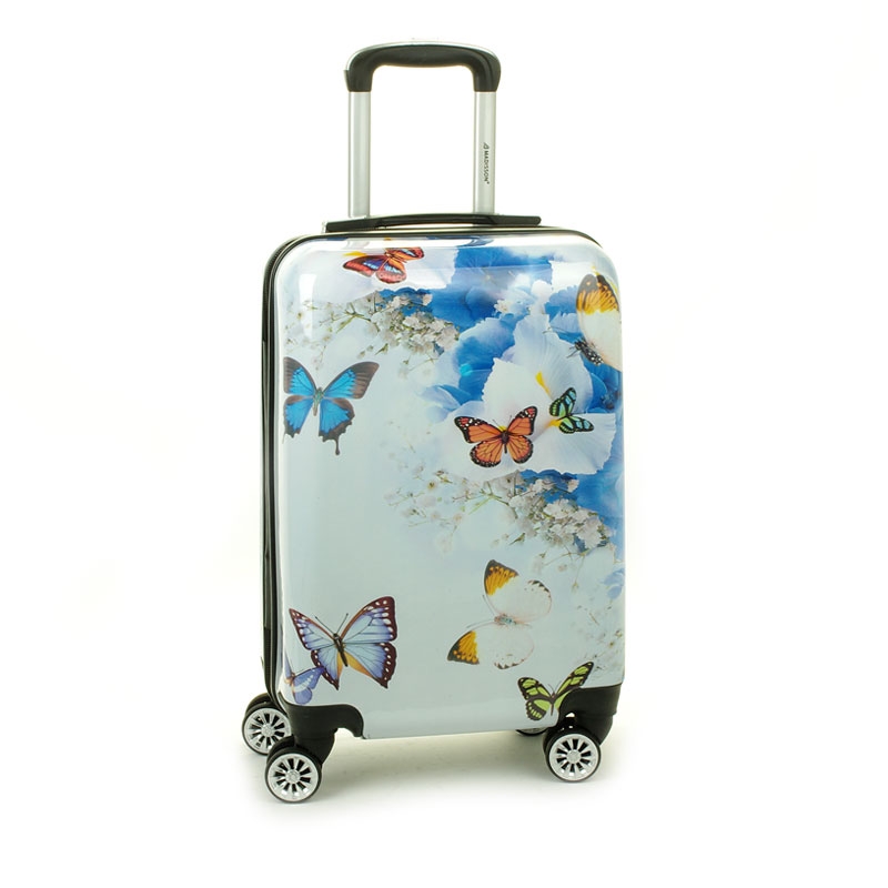 Mała kolorowa walizka na 4 kółkach dla dzieci młodzieżowa 96820R motyle