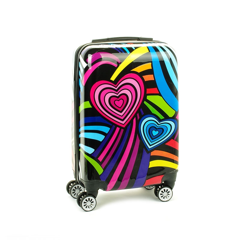 Mała kolorowa walizka na 4 kółkach dla dzieci młodzieżowa 96820S serca