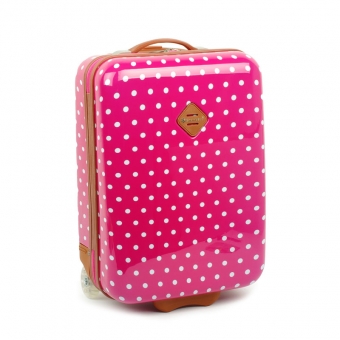 65118 Mała walizka na kółkach dziecięca w kropki - Snowball różowa