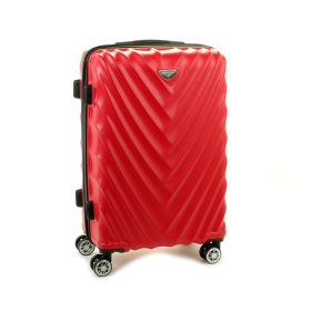 93503 Duża walizka podróżna na kółkach twarda - Madisson czerwona