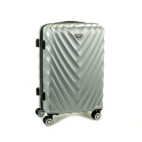93503 Średnia walizka podróżna na kółkach twarda - Madisson srebrna