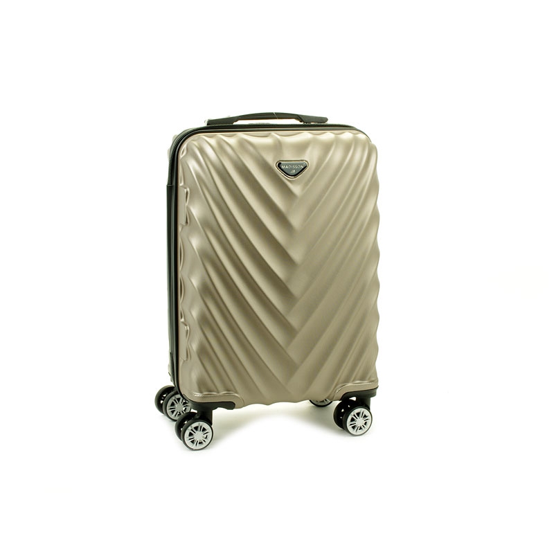 93503 Mała walizka podróżna na kółkach twarda - Madisson beżowa złota