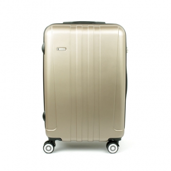 602 Duża walizka podróżna na czterech kółkach twarda ABS - Airtex beżowa złota
