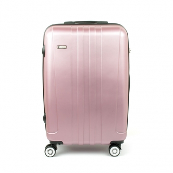 602 Średnia walizka podróżna na czterech kółkach twarda ABS - Airtex różowa jasna