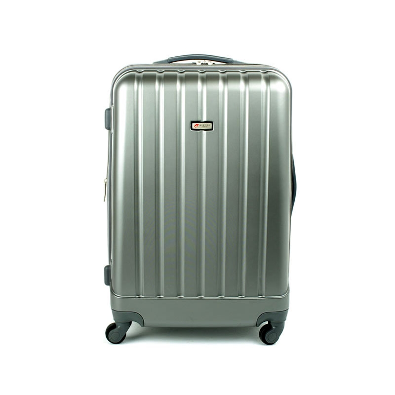 938 Duża walizka podróżna z poliwęglanu na kółkach TSA - Airtex stalowa szara