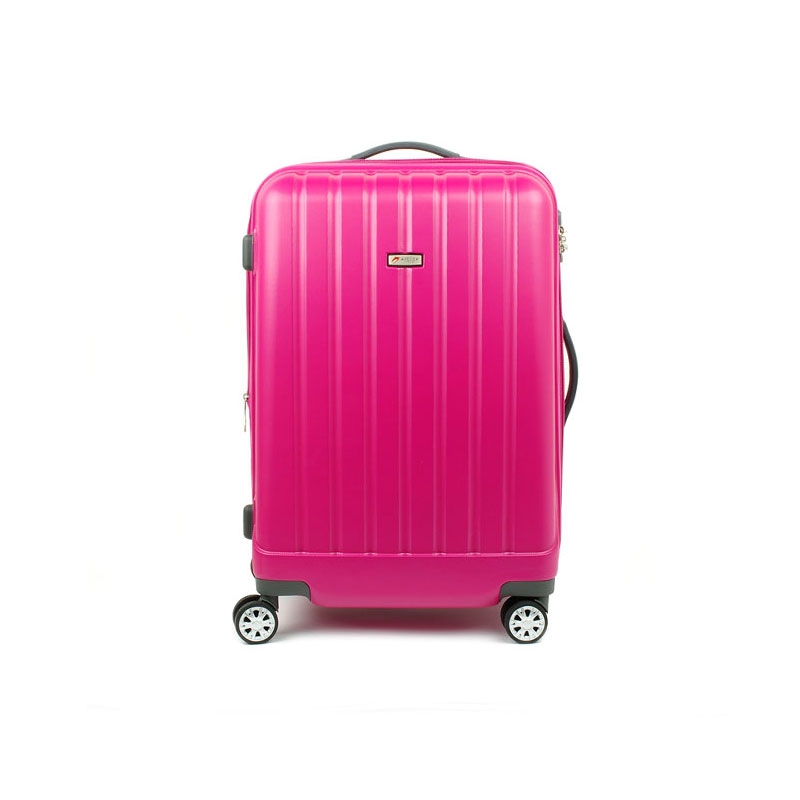938 Duża walizka podróżna z poliwęglanu na kółkach TSA - Airtex różowa