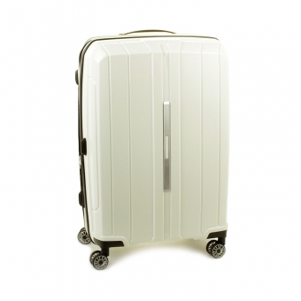 83803 Duża walizka podróżna na kółkach polipropylen TSA - Snowball kremowa