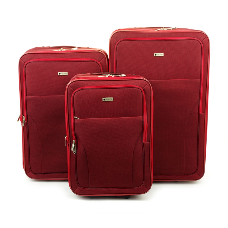515 Komplet walizek podróżnych na kółkach materiałowych - Madisson czerwony