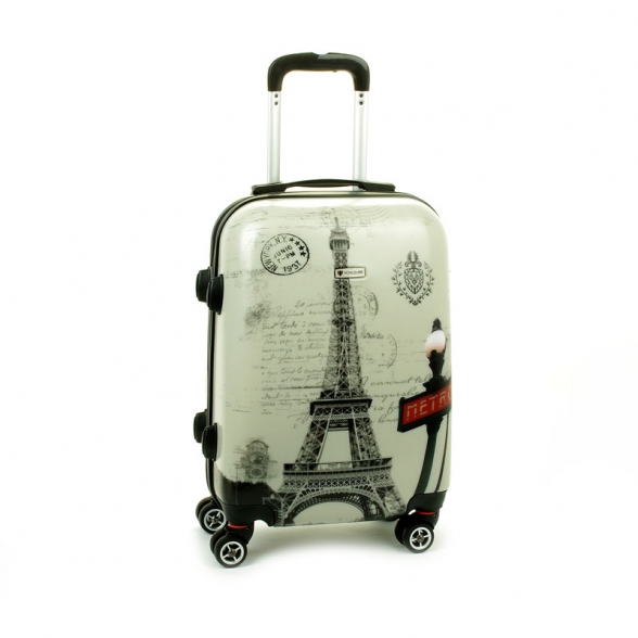 809 Mała walizka na kółkach z nadrukiem tower twarda ABS+PC - Airtex