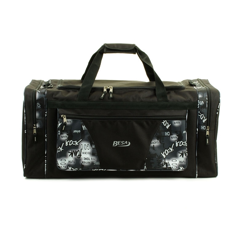 215 Mała torba podróżna podręczna materiałowa z nadrukiem - Besa szara