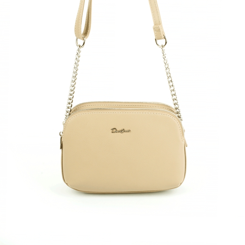 6200-2A Mała damska torebka listonoszka - David Jones beżowa