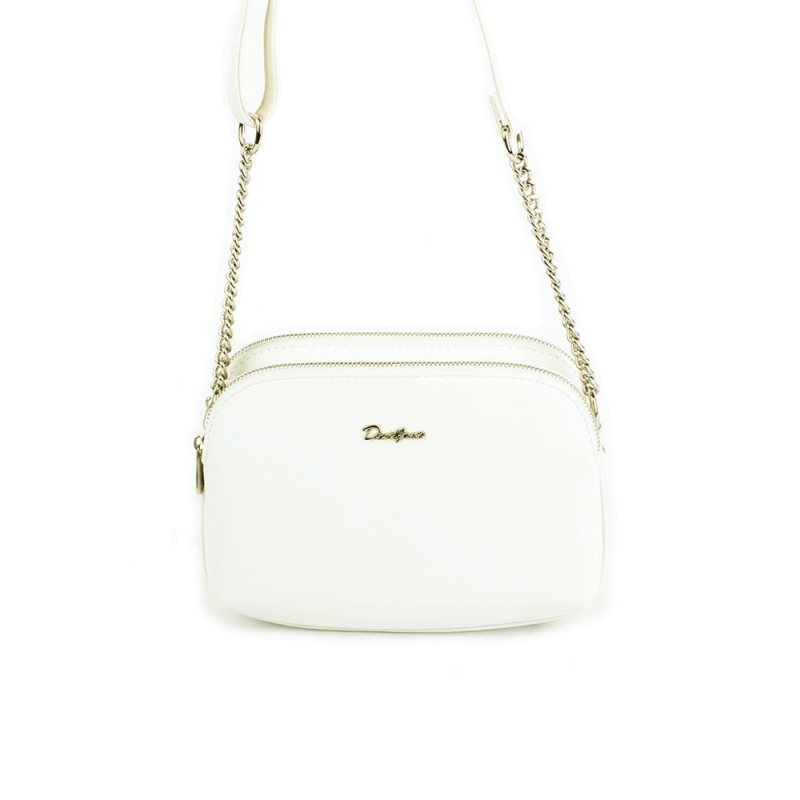 6200-2A Mała damska torebka listonoszka - David Jones biała