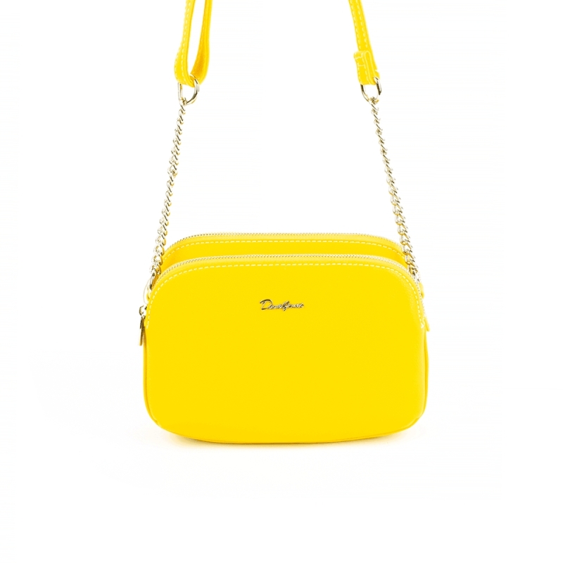 6200-2A Mała damska torebka listonoszka - David Jones żółta