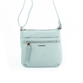 6214-2 Mała torebka na długim pasku listonoszka - David Jones niebieska błękitna