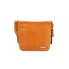 HJ1716 Mała torebka na pasku listonoszka z frędzlami - Gallantry brązowa jasna