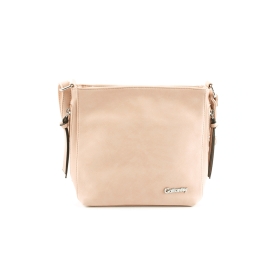 HJ1716 Mała torebka na pasku listonoszka z frędzlami - Gallantry różowa jasna pudrowa