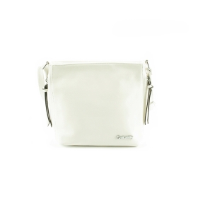 HJ1716 Mała torebka na pasku listonoszka z frędzlami - Gallantry biała