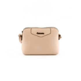 G7226-3 Mała torebka pikowana listonoszka na pasku - Gallantry różowa jasna, pudrowa