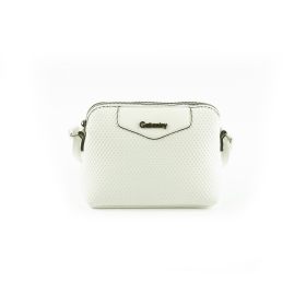 G7226-3 Mała torebka pikowana listonoszka na pasku - Gallantry biała