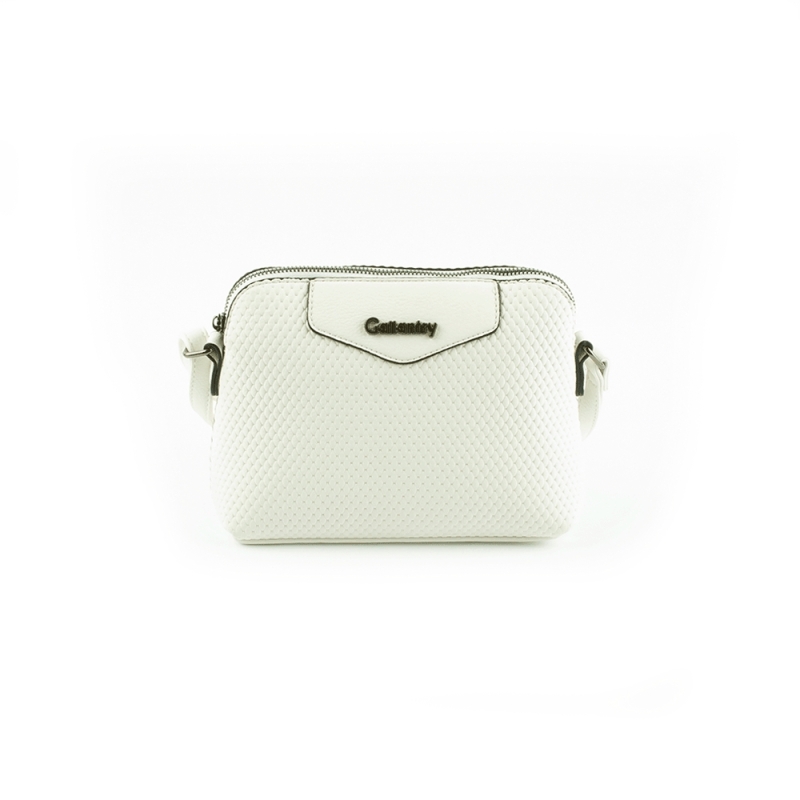 G7226-3 Mała torebka pikowana listonoszka na pasku - Gallantry biała