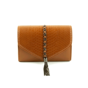 MJ6646 Mała damska torebka listonoszka na łańcuszku - Gallantry brązowa