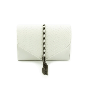 MJ6646 Mała damska torebka listonoszka na łańcuszku - Gallantry biała
