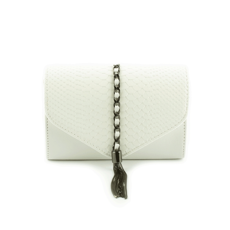 MJ6646 Mała damska torebka listonoszka na łańcuszku - Gallantry biała
