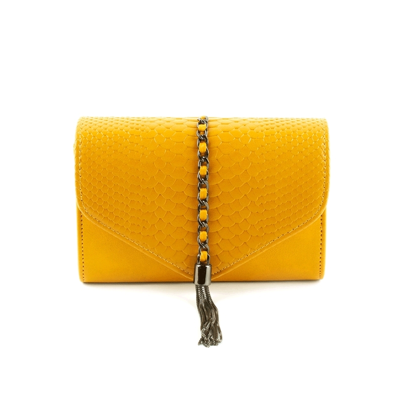 MJ6646 Mała damska torebka listonoszka na łańcuszku - Gallantry żółta